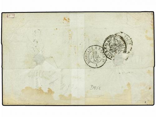 ✉ FRANCIA. Yv. 13, 16, 17 (2). 1855. ST.ANDRE DE CUBZAC a VA