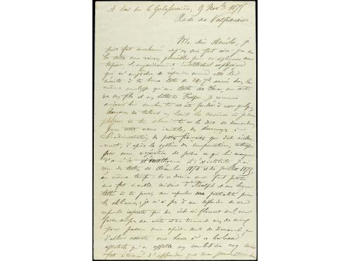 ✉ FRANCIA. 1875 (9 Nov.). VALPARAISO a FRANCIA. Carta comple