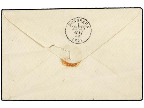 ✉ PANAMA. 1869. Sobre sin texto circulado a Francia con fech
