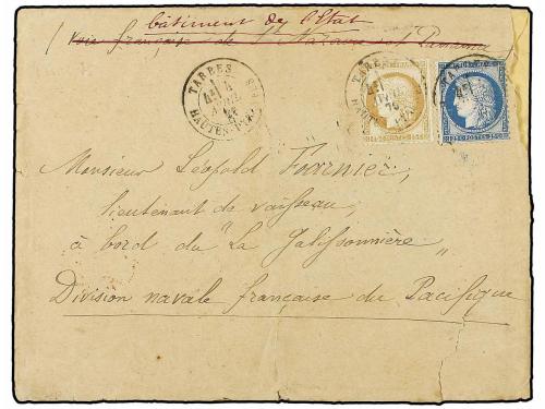 ✉ FRANCIA. 1876 (4 Abril). TARBES a VALPARAISO. Carta enviad