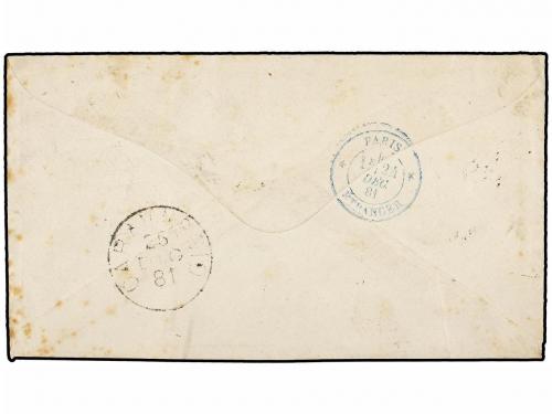 ✉ CHILE. 1881. GUERRA DEL PACÍFICO. COPIAPO a ITALIA. 2 cts.