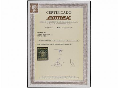 (*) ESPAÑA. Ed. 26. 5 reales verde. MAGNÍFICO EJEMPLAR. Cert