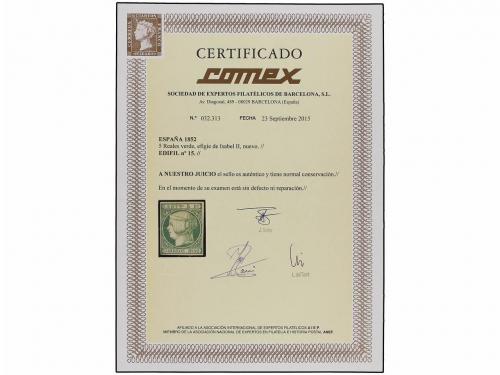 (*) ESPAÑA. Ed. 15. 5 reales verde. Color excepcional. PIEZA