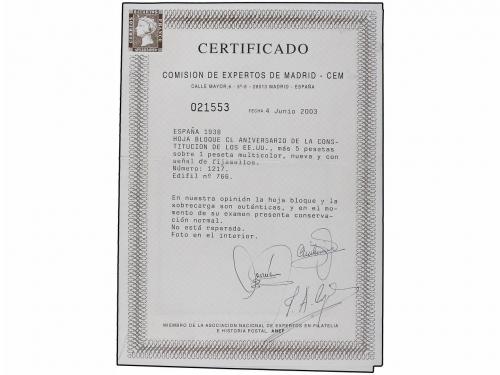 * ESPAÑA. Ed. 766. HB. Aéreo + 5 pts. Muy bonita. Cert. CEM.