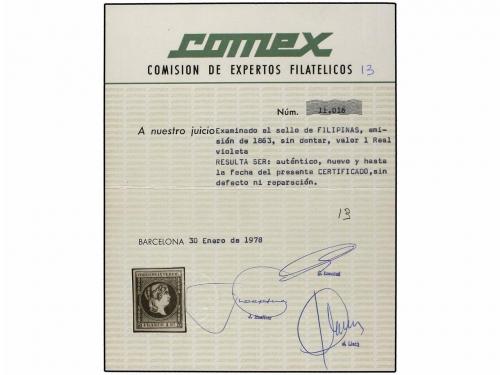 * FILIPINAS. Ed. 13. 1 real lila. PIEZA DE LUJO. Cert. COMEX