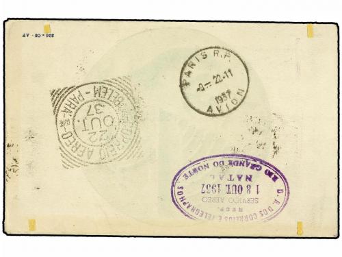 ✉ FRANCIA. Yv. 321 (2). 1937. PARÍS a NATAL. Sobre con franq