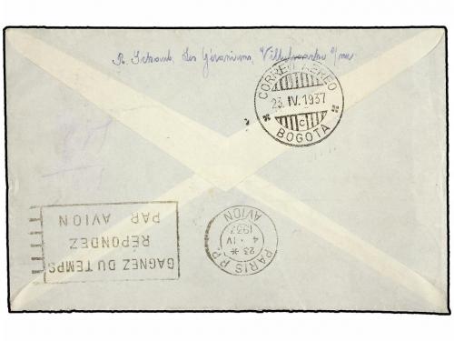 ¿ FRANCIA. Yv. A-8(7). 1937. ST. JEAN CAP FERRAT a COLOMBIA.