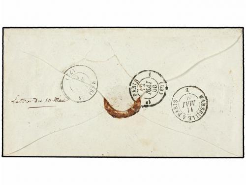 ✉ FRANCIA. Yv. 14A. 1860. Sobre circulado a FRANCIA. 20 cts.