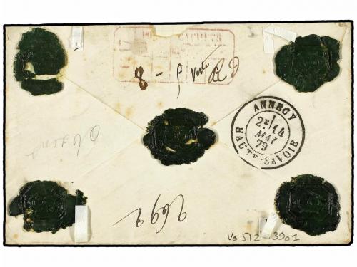 ✉ FRANCIA. 1879. Valor Declarado de 100 Fr. circulado con do