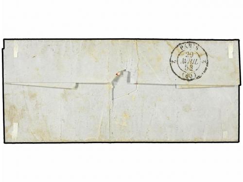 ✉ FRANCIA. Yv. 2. 1853. PARÍS correo interior. 15 cts. verde