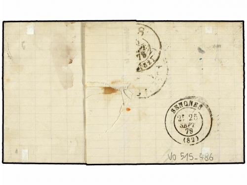 ✉ FRANCIA. 1879. MOUSSEX a MULHOUSE. 25 cts. negro s. rojo, 