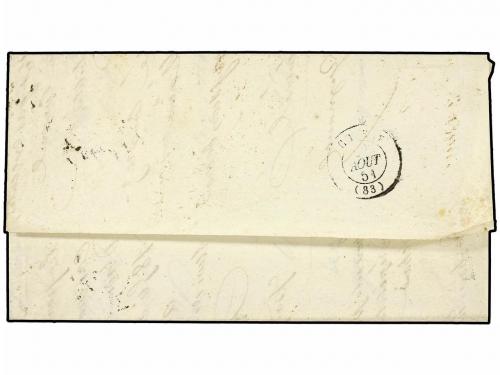 ✉ FRANCIA. Yv. 2. 1851. PARÍS a CHARNY. 15 cts. verde, grand