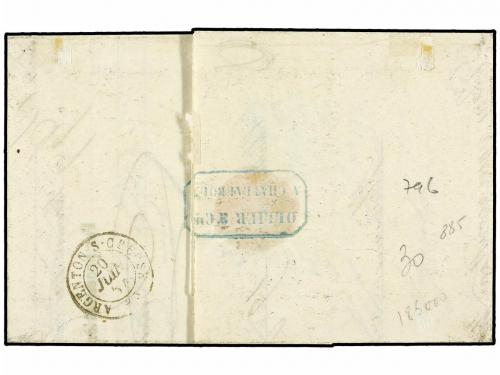 ✉ FRANCIA. Yv. 18. 1854. CHATEAUROUX a ARGENTON. 1 Franco ca