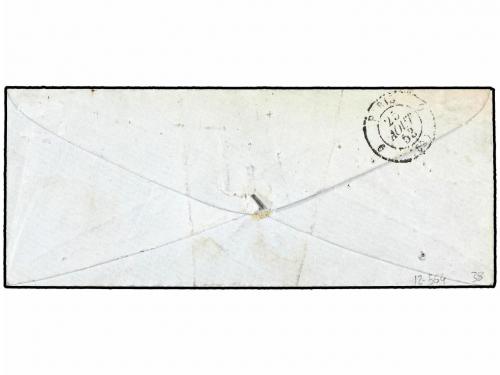 ✉ FRANCIA. Yv. 9a. 1853. PARÍS correo interior. 10 cts. bist