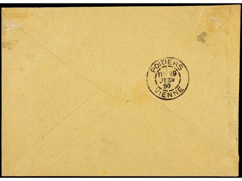 ✉ FRANCIA. Yv. 94, 96, 99. 1890. MONTLIEU a POITIERS. Valor 