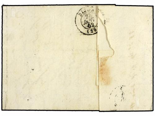 ✉ FRANCIA. 1852. PESMES a DIJON. 25 cts. azul, mat. CIFRAS P