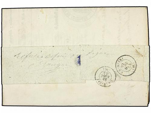 ✉ FRANCIA. 1864. CHAMBERY. FAJA DE PRENSA con el documento c