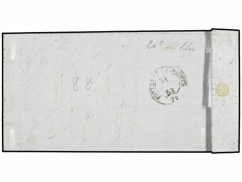 ✉ FRANCIA. 1858. LUÇON a FONTENAY. 20 cts. azul. s. lila, ma