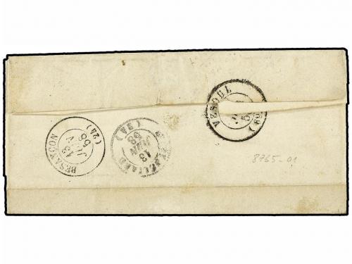 ✉ FRANCIA. Yv. 14O. 1858. VILLERSEXEL a DOUBS. 20 cts. azul 