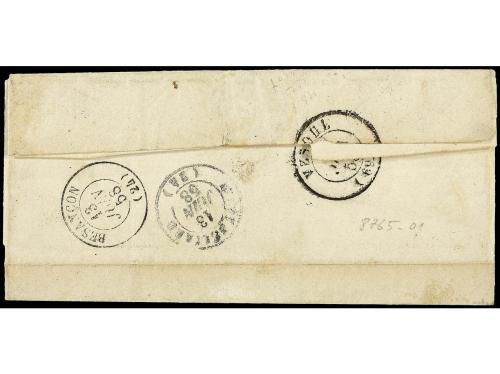 ✉ FRANCIA. Yv. 14O. 1858. VILLERSEXEL a DOUBS. 20 cts. azul 