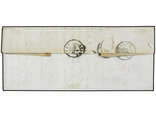 ✉ FRANCIA. 1852. BLAWZY a BELLEY. 25 cts. azul, mat. CIFRAS 