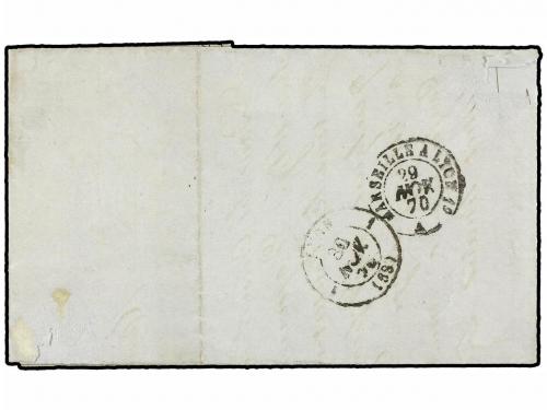 ✉ FRANCIA. Yv. 44A. 1870. ROMANS a LYON. 20 cts. azul, tipo 