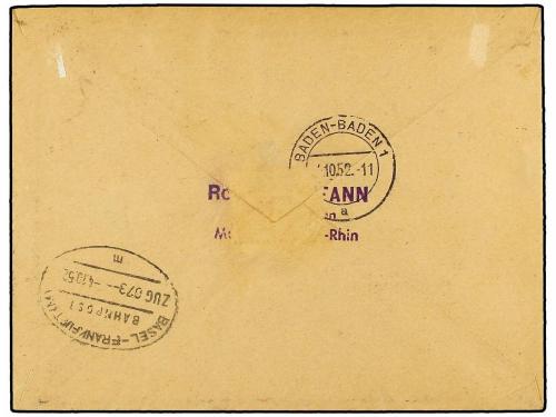 ✉ FRANCIA. Yv. A20. 1952. MULHOUSE a ALEMANIA. 500 Fr. verde