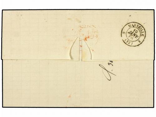 ✉ TUNEZ. Yv. 23. 1866. TUNIS a MARSELLA. 40 cts. naranja, ma