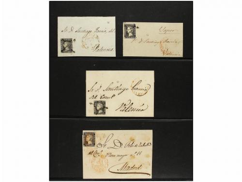 ✉ ESPAÑA. Ed. 1 (16). 6 cuartos negro. Conjunto de 16 fronta