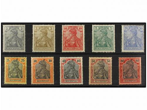 ** ALEMANIA. Mi. 53/62. 1900. COMPLETE set. 5 pf. and 20 pf.