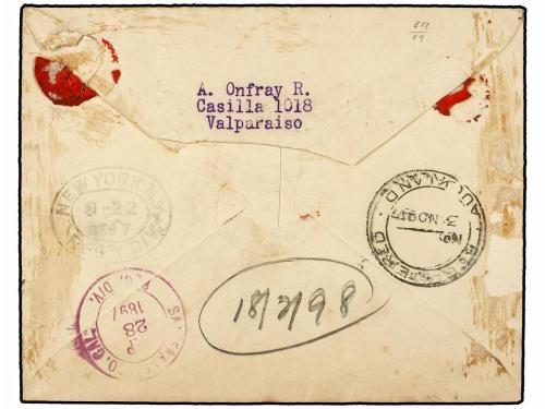 ✉ CHILE. Sc. 29 (3). 1897. VALPARAISO a AUCKLAND (Nueva Zela
