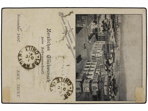 ✉ CHILE. 1897. CONCEPCIÓN a HOLANDA. Tarjeta Postal RECUERDO