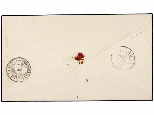 ✉ CHILE. Sc. 29. 1894. SANTIAGO a FRANCIA. Entero Postal de 
