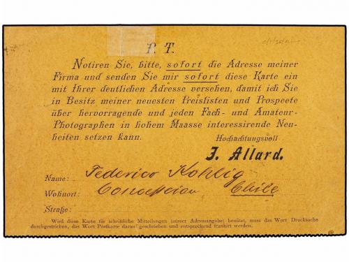 ✉ CHILE. Sc. 38. 1895. CONCEPCIÓN a ALEMANIA. Tarjeta Postal