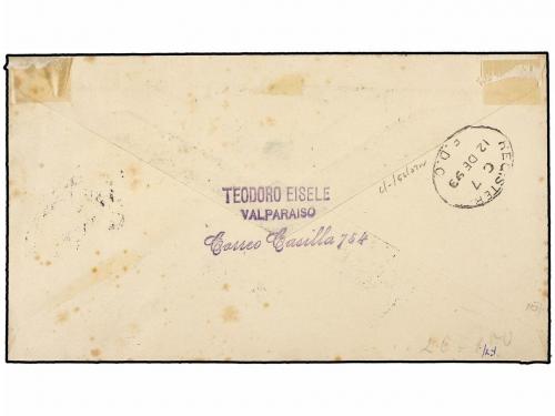 CHILE. Sc. 29. 1893. VALPARAISO a LONDRES. Entero Postal de 