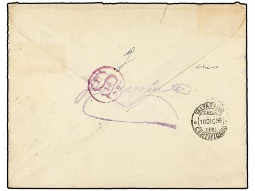 ✉ CHILE. Sc. 28, 31. 1898. SANTIAGO a NEW YORK. 5 cts. azul 