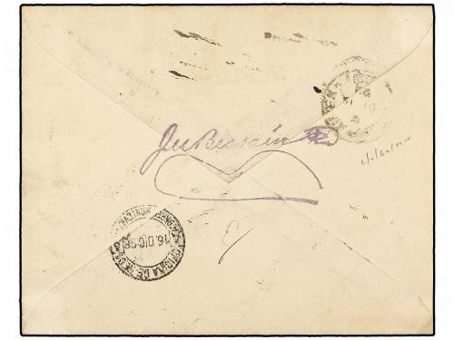 ✉ CHILE. 1898. SANTIAGO a MONTEVIDEO (Uruguay). 5 cts. azul 