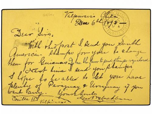 ✉ CHILE. 1893. VALPARAISO a DMERARA (Guayana Inglesa). Enter