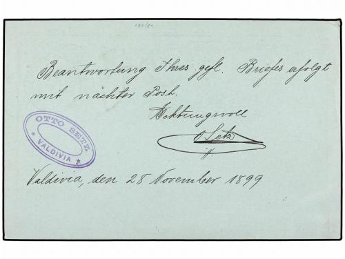 ✉ CHILE. 1899. VALDIVIA a HOLANDA. Entero Postal de 1 ctvo. 