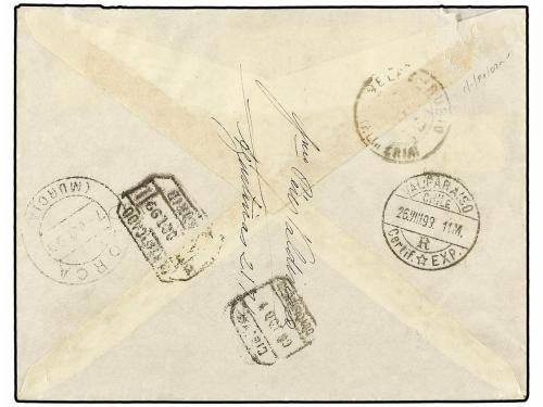 ✉ CHILE. 1899. SANTIAGO a ESPAÑA. 20 cts. gris, carta certif