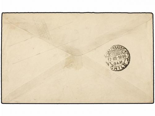 ✉ CHILE. 1896. SANTIAGO a FRANCIA. Entero Postal de 5 cents.