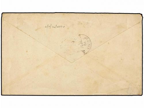 ✉ CHILE. 1884. VALPARAISO a FRANCIA. 10 ctvos. azul circulad