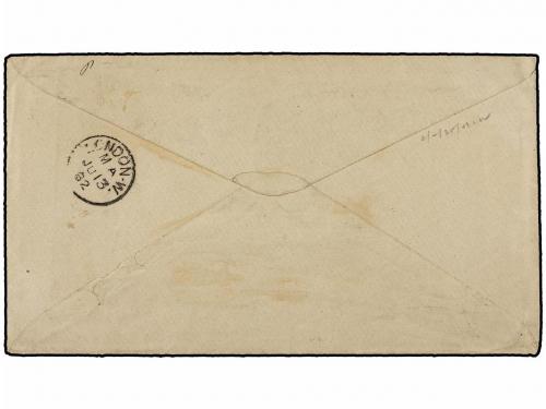 ✉ CHILE. 1882. VALPARAISO a LONDRES. 10 ctvos. azul, al dors