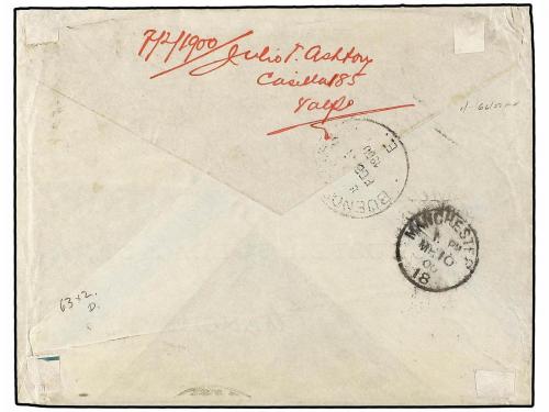 ✉ CHILE. 1900. VALPARAISO a INGLATERRA. 20 cts. gris (2) cir