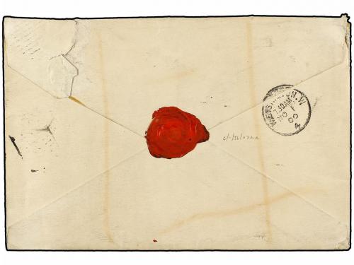 ✉ CHILE. 1900. IQUIQUE a LONDRES. 5 cts. azul y 20 ctvos. gr