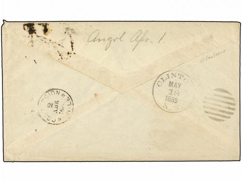 ✉ CHILE. 1885. CONCEPCIÓN a NEW YORK. 5 cts. azul pareja, ma