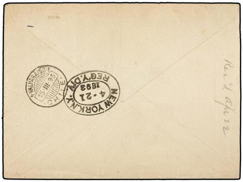 ¿ CHILE. 1898. S. FERNANDO a U.S.A. 5 cts. azul (4), carta c