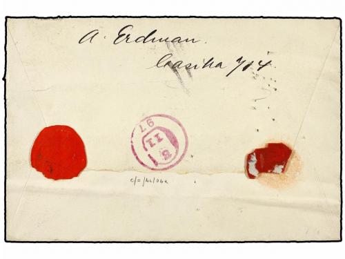 ✉ CHILE. 1897. SANTIAGO a NEW YORK. 10 cts. naranja y 20 ctv