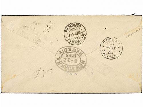 ✉ CHILE. 1895. CONCEPCIÓN a TORONTO (Canadá). 20 cts. gris, 