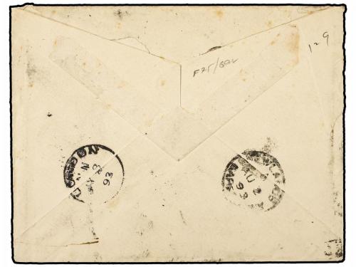 ✉ CHILE. Sc. 31. 1893. VALPARAISO a CAPE TOWN (África del Su